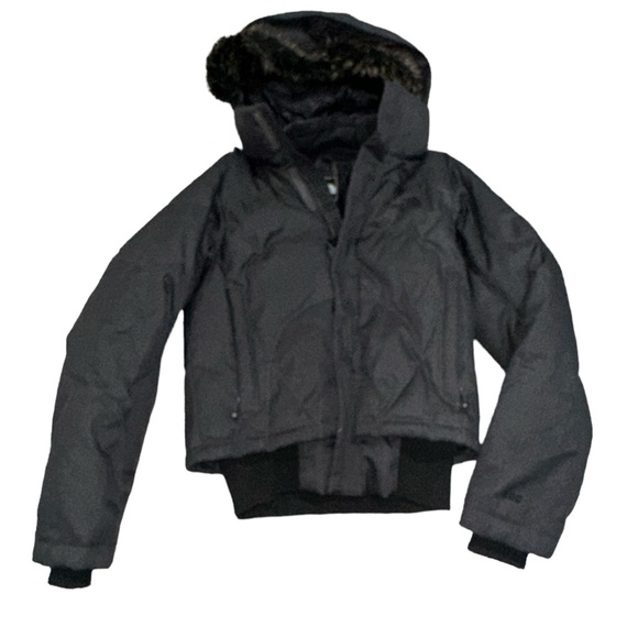 North Face Hooded Gray Quilted Puffer Elastic Waist Down Jacket Coat Size Small - Picture 10 of 13